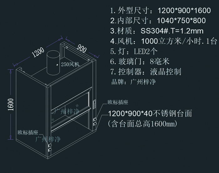 不銹鋼桌上型通風(fēng)柜設計圖