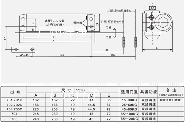 風(fēng)淋室閉門(mén)器結構圖